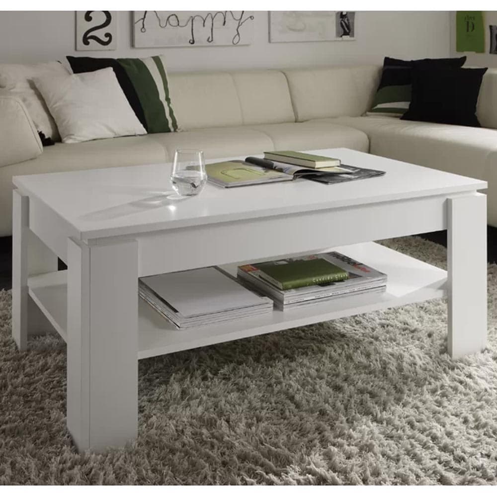 Tavolino Soggiorno Salotto Moderno con Rialzo Vano Contenitore Apribile Legno Bianco in Tavolini da caffè Danyx - Casoria, commercioVirtuoso.it