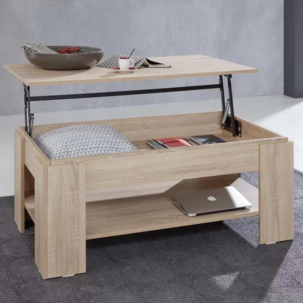 Tavolino Soggiorno Salotto Moderno con Rialzo Vano Contenitore Apribile Legno Beige in Tavolini da caffè Danyx - Casoria, commercioVirtuoso.it