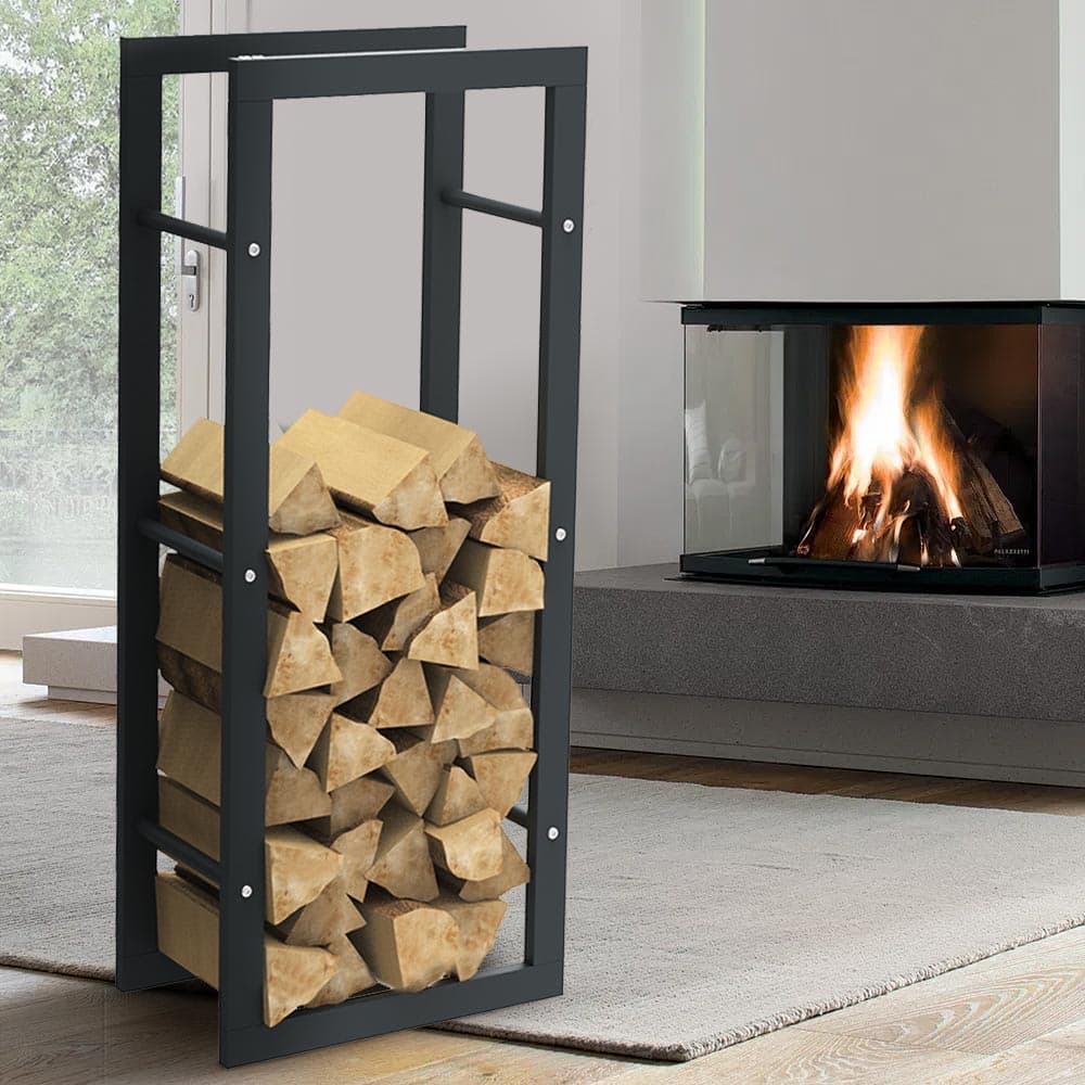 Portalegna in Metallo Verniciato Porta Legna Interno Esterno 100x40x25cm Nero in Portalegna Danyx - Casoria, commercioVirtuoso.it