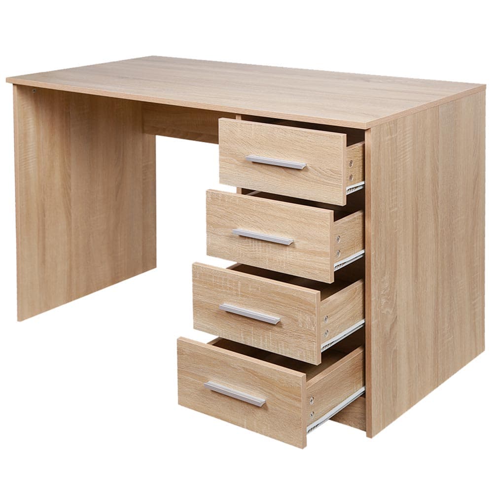 Scrivania in Legno MDF con Cassettiera 4 Cassetti 110x56 H 73cm Porta PC Quercia in Scrivanie Danyx - Casoria, commercioVirtuoso.it
