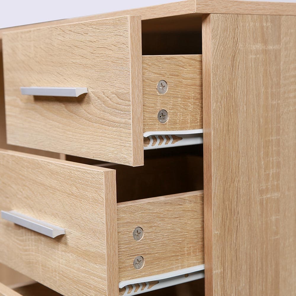 Scrivania in Legno MDF con Cassettiera 4 Cassetti 110x56 H 73cm Porta PC Quercia in Scrivanie Danyx - Casoria, commercioVirtuoso.it