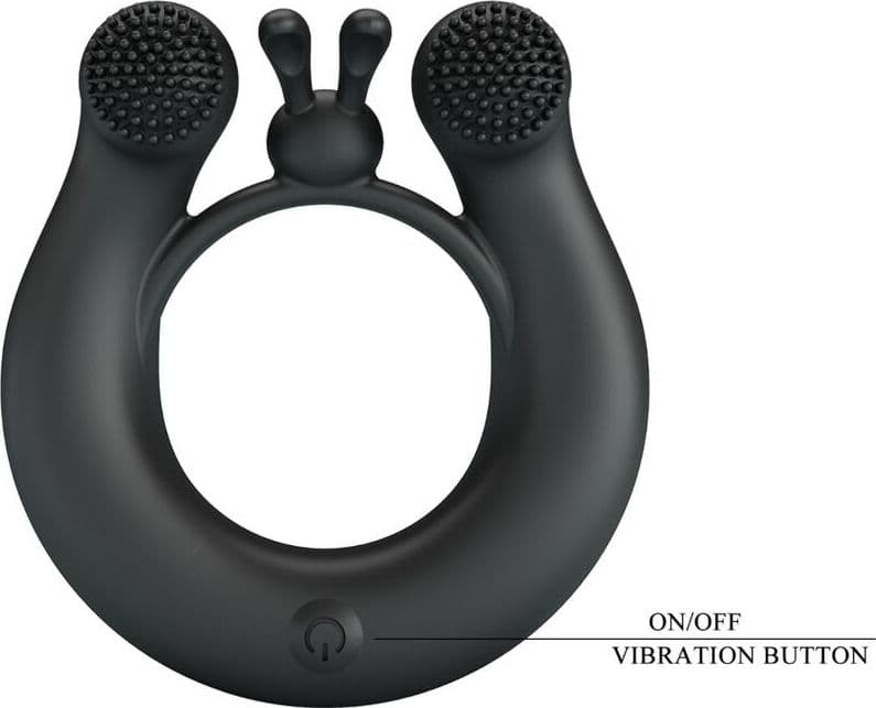 PRETTY LOVE - ANELLO VIBRANTE DAHLIA + STIMOLATORE CLITORIDEO 12 VIBRAZIONI NERO in Anelli fallici e vibranti Desideria Shop - Latina, commercioVirtuoso.it