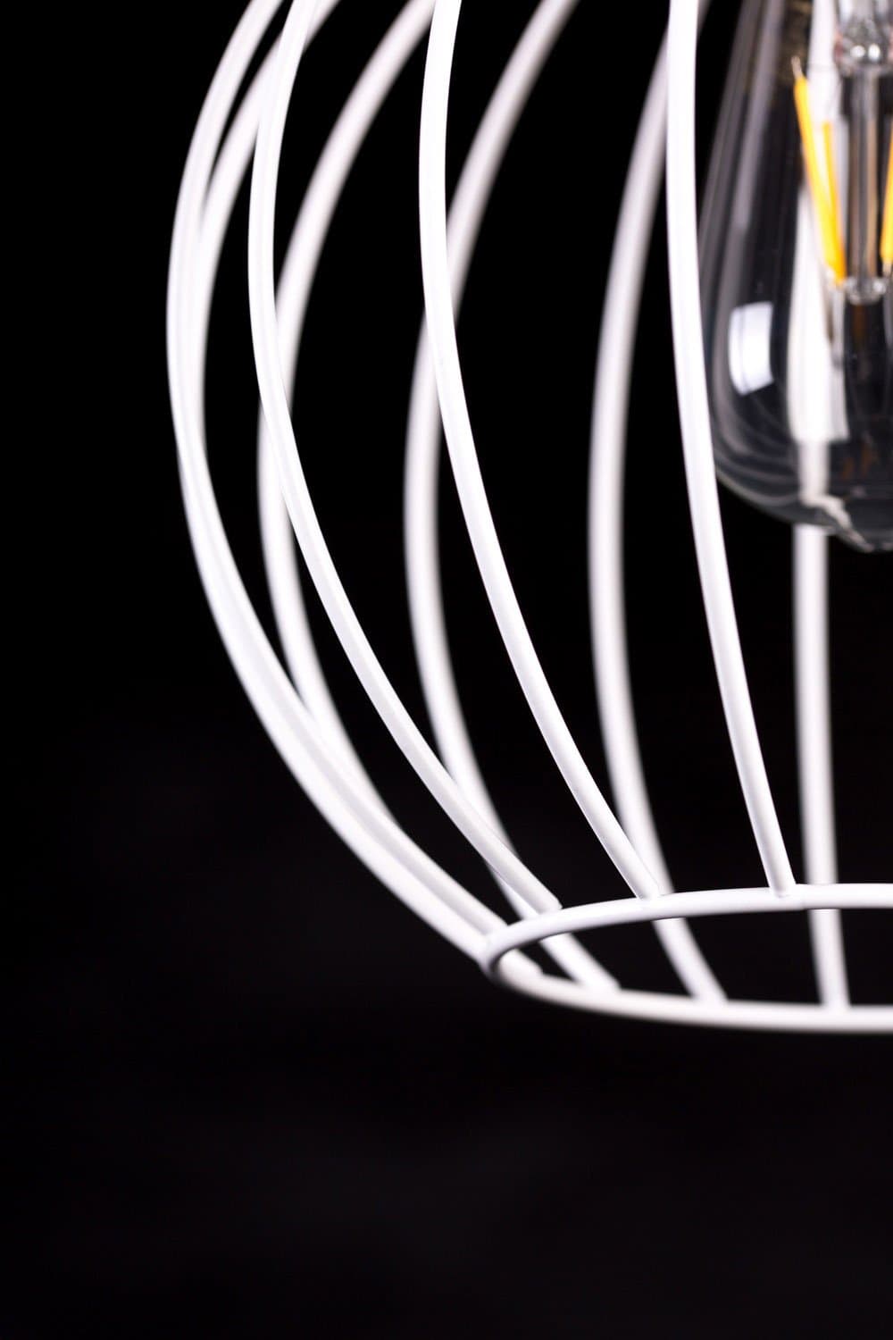 Lampadario 3 Luci Barbado Paralumi A Gabbia In Acciaio Bianco E Legno Naturale in Lampade a sospensione LuceArt - Montecorvino Pugliano, commercioVirtuoso.it