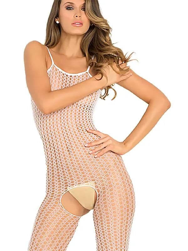 Bodystocking Crochet Nylon Bianco in Babydoll e négligé Mettimelo.it - Casoria, commercioVirtuoso.it