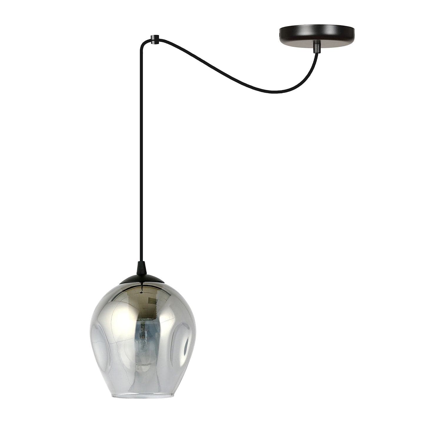 Sospensione 1 Luce Level In Acciaio Nero E Vetro Fumè Con Cavi Lunghi in Lampade a sospensione LuceArt - Montecorvino Pugliano, commercioVirtuoso.it