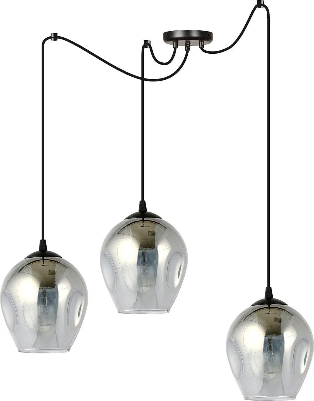 Sospensione 3 Luci Level In Acciaio Nero E Vetro Fumè Con Cavi Lunghi in Lampade a sospensione LuceArt - Montecorvino Pugliano, commercioVirtuoso.it