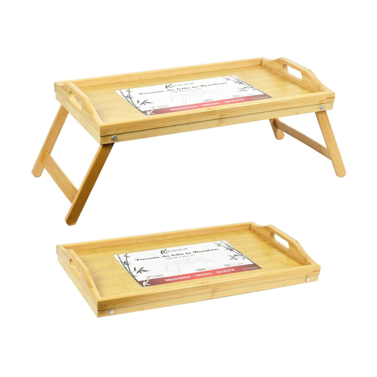 Vassoio da Letto in Legno Bamboo 50x30cm H 25 cm Porta Colazione Porta Pranzo in Vassoi per la colazione e da letto Danyx - Casoria, commercioVirtuoso.it