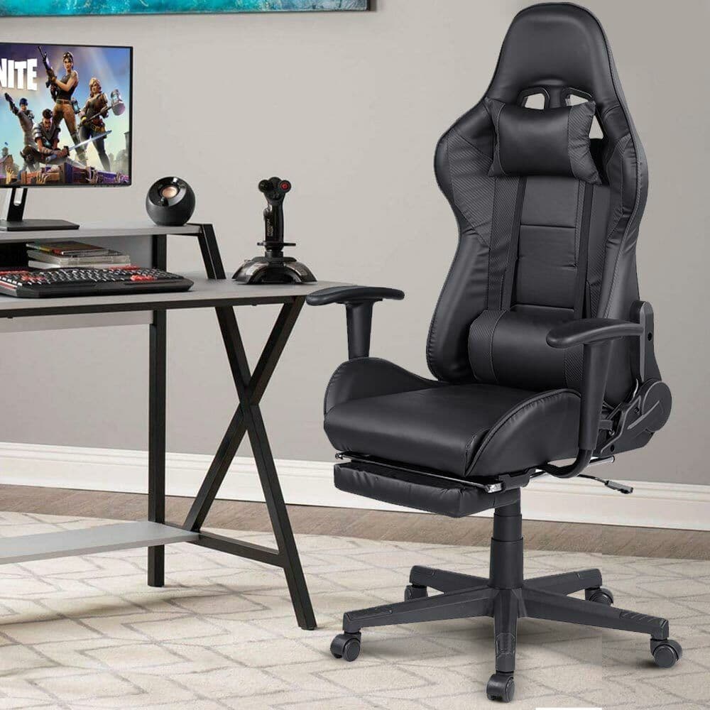Poltrona Sedia Gaming 2 Cuscini Reclinabile 180° con Poggiapiedi Nero in Sedie Gaming Danyx - Casoria, commercioVirtuoso.it