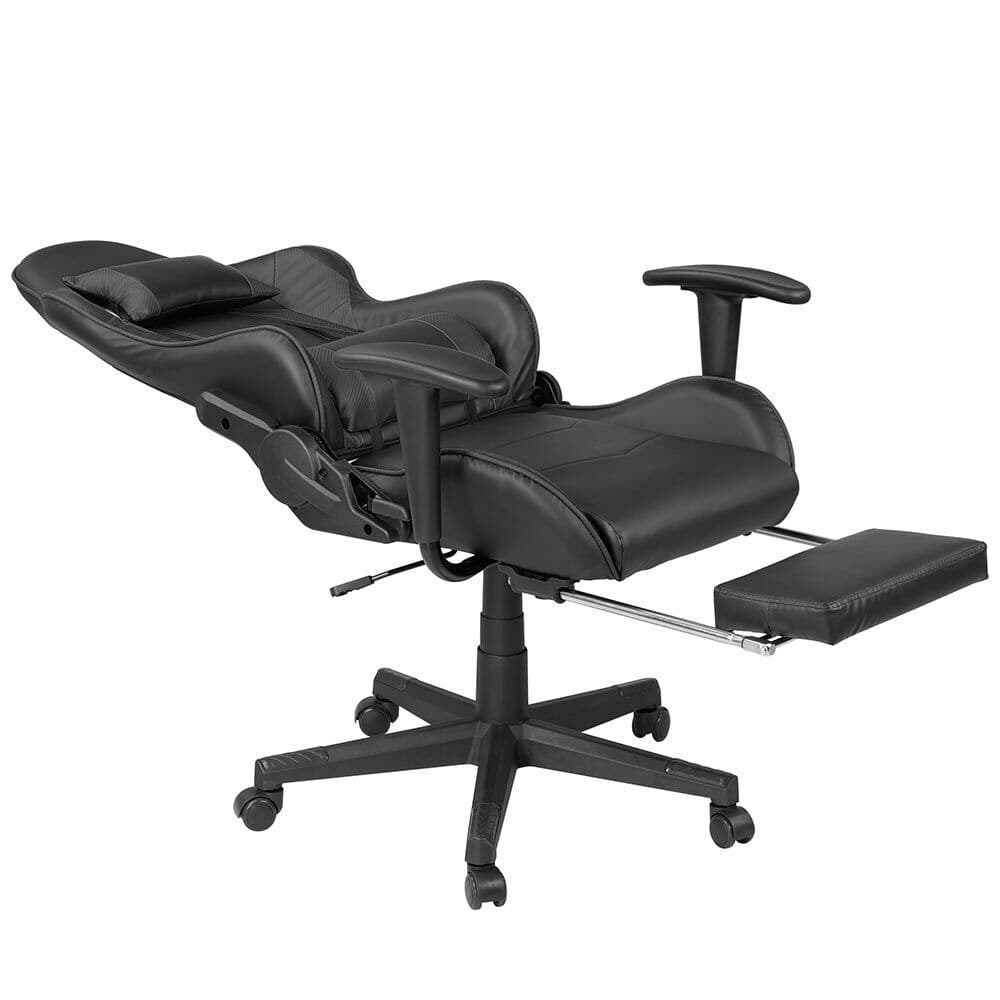 Poltrona Sedia Gaming 2 Cuscini Reclinabile 180° con Poggiapiedi Nero in Sedie Gaming Danyx - Casoria, commercioVirtuoso.it