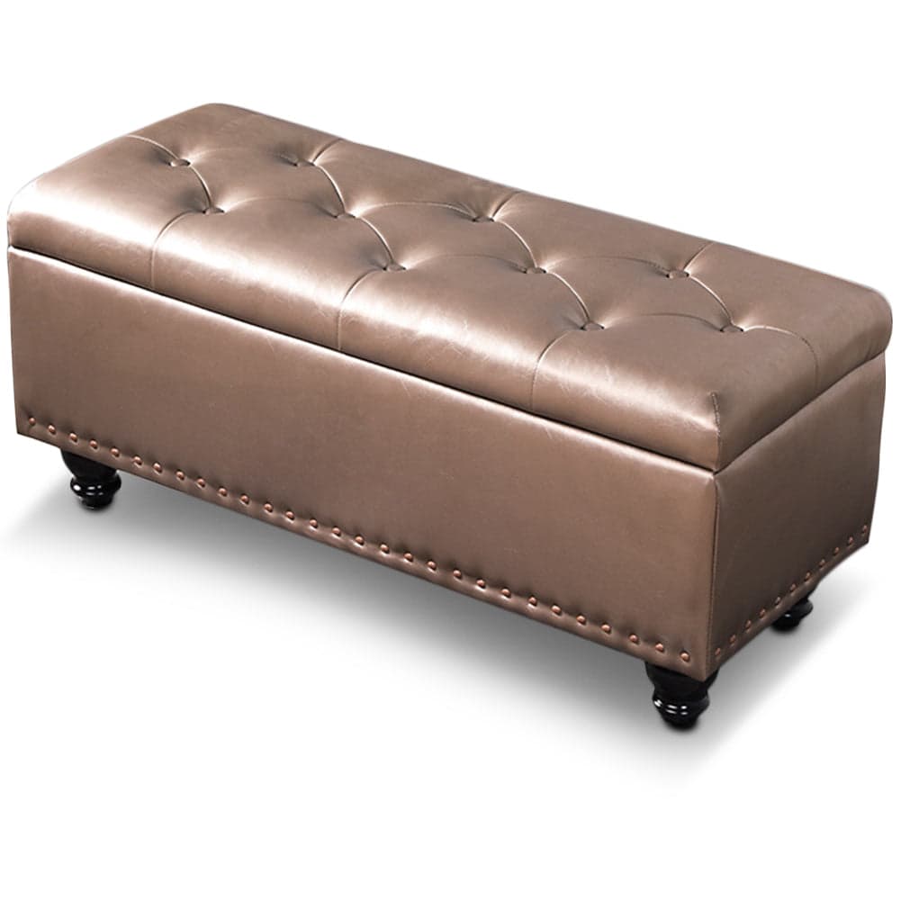 Cassapanca Pouf Contenitore Panca Moderna 80x40 H 43cm con Bottoni Champagne in Panche contenitore Danyx - Casoria, commercioVirtuoso.it