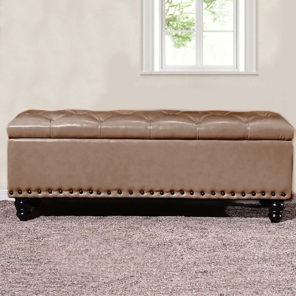 Cassapanca Pouf Contenitore Panca Moderna 80x40 H 43cm con Bottoni Champagne in Panche contenitore Danyx - Casoria, commercioVirtuoso.it