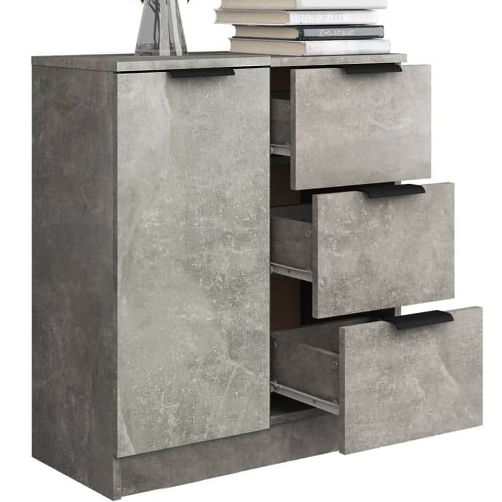 Mobile Credenza in Legno 3 cassetti 1 Anta Salvaspazio 60x30 H 70 cm Cemento in Credenze e buffet Danyx - Casoria, commercioVirtuoso.it