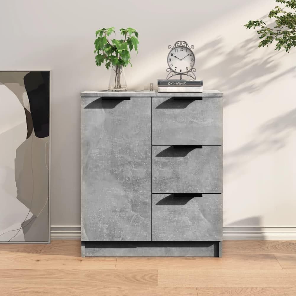 Mobile Credenza in Legno 3 cassetti 1 Anta Salvaspazio 60x30 H 70 cm Cemento in Credenze e buffet Danyx - Casoria, commercioVirtuoso.it