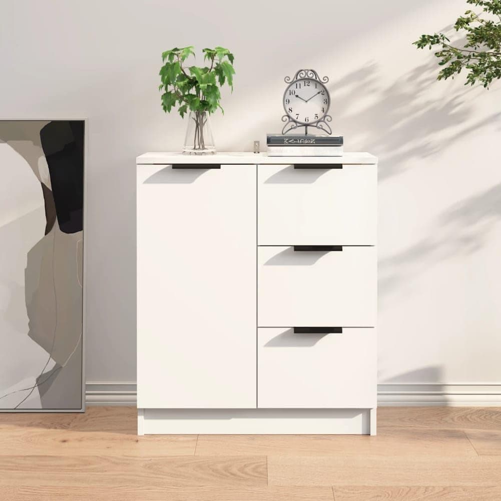 Mobile Credenza in Legno 3 cassetti 1 Anta Salvaspazio 60x30 H 70 cm Bianco in Credenze e buffet Danyx - Casoria, commercioVirtuoso.it