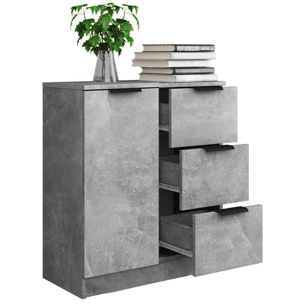 Mobile Credenza in Legno 3 cassetti 1 Anta Salvaspazio 60x30 H 70 cm Cemento in Credenze e buffet Danyx - Casoria, commercioVirtuoso.it