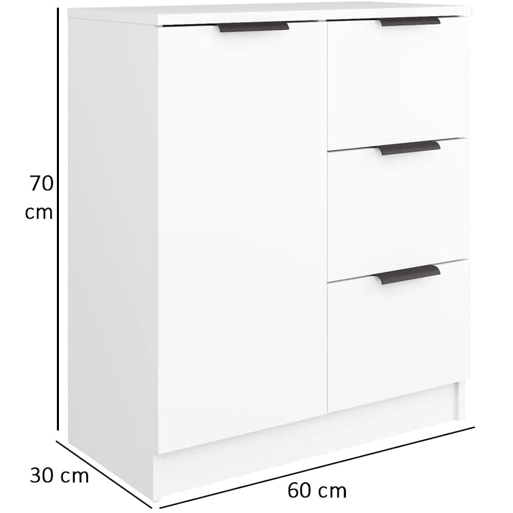 Mobile Credenza in Legno 3 cassetti 1 Anta Salvaspazio 60x30 H 70 cm Bianco in Credenze e buffet Danyx - Casoria, commercioVirtuoso.it