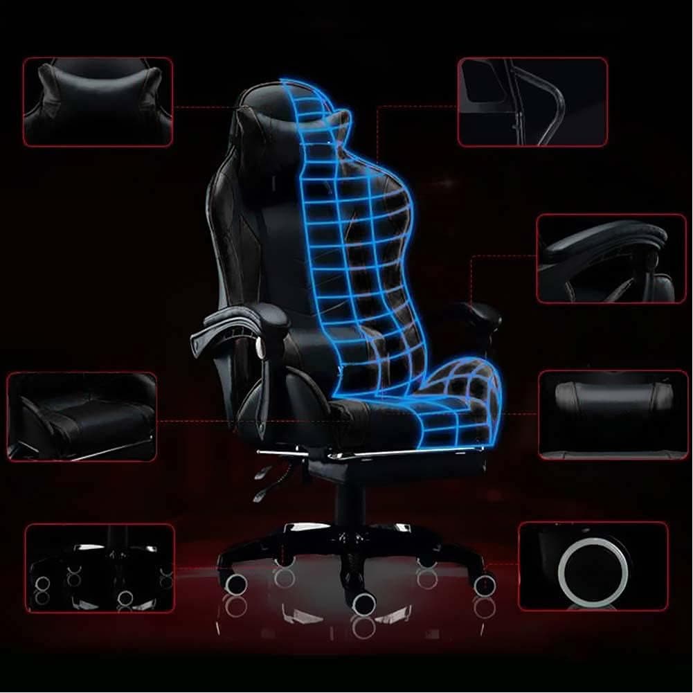 Sedia Poltrona Gaming Ufficio Scrivania Gioco Reclinabile 150° Girevole 2cuscini Nero in Sedie Gaming Danyx - Casoria, commercioVirtuoso.it