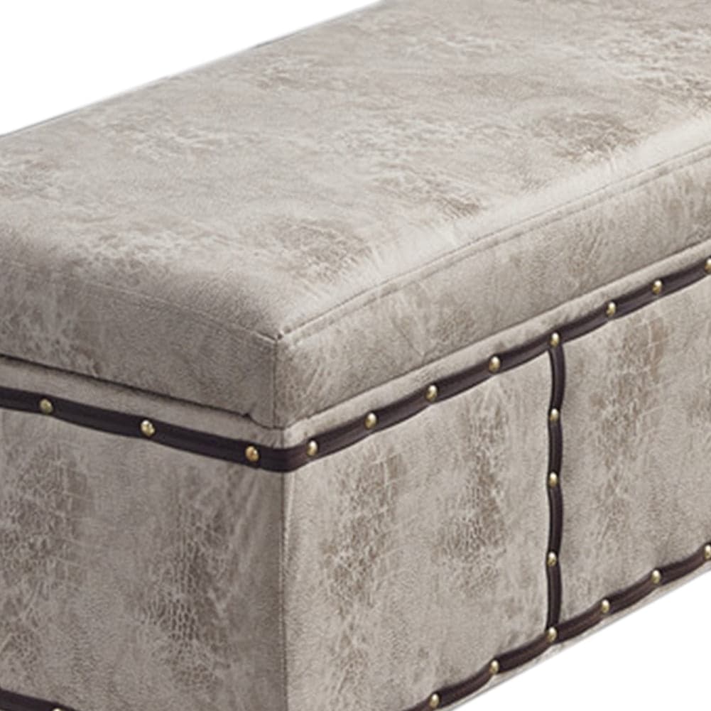 Cassapanca Pouf Contenitore Panca Vintage 80x40 H 43cm con Rivetti Beige in Panche contenitore Danyx - Casoria, commercioVirtuoso.it