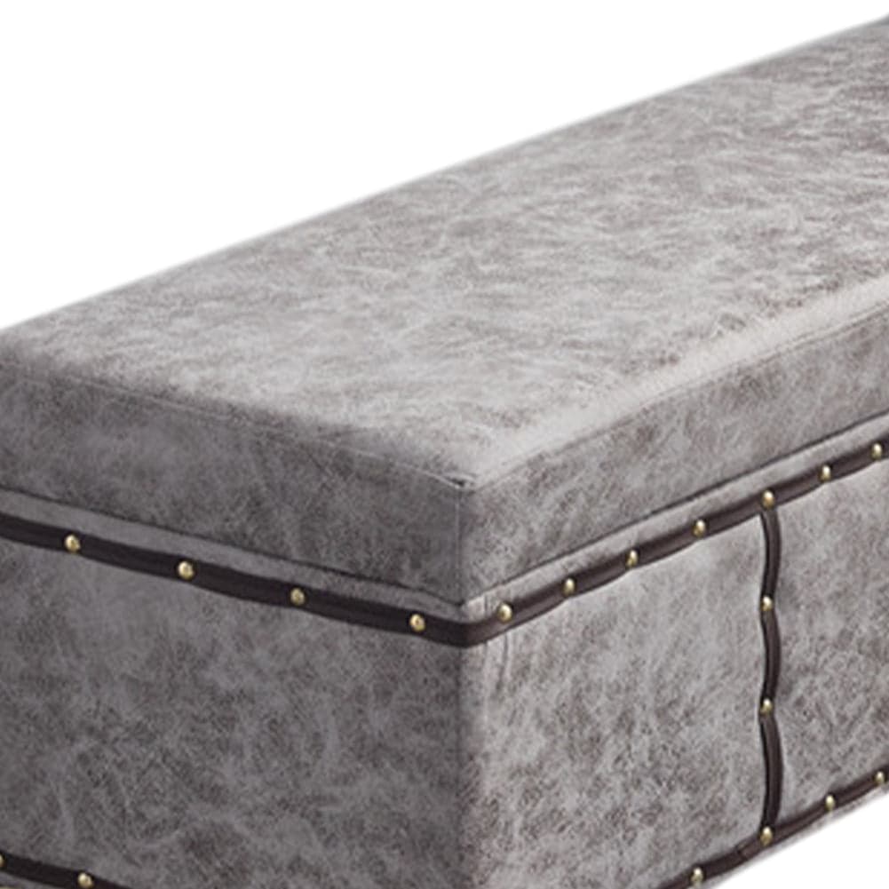 Cassapanca Pouf Contenitore Panca Vintage 80x40 H 43cm con Rivetti Grigio in Panche contenitore Danyx - Casoria, commercioVirtuoso.it