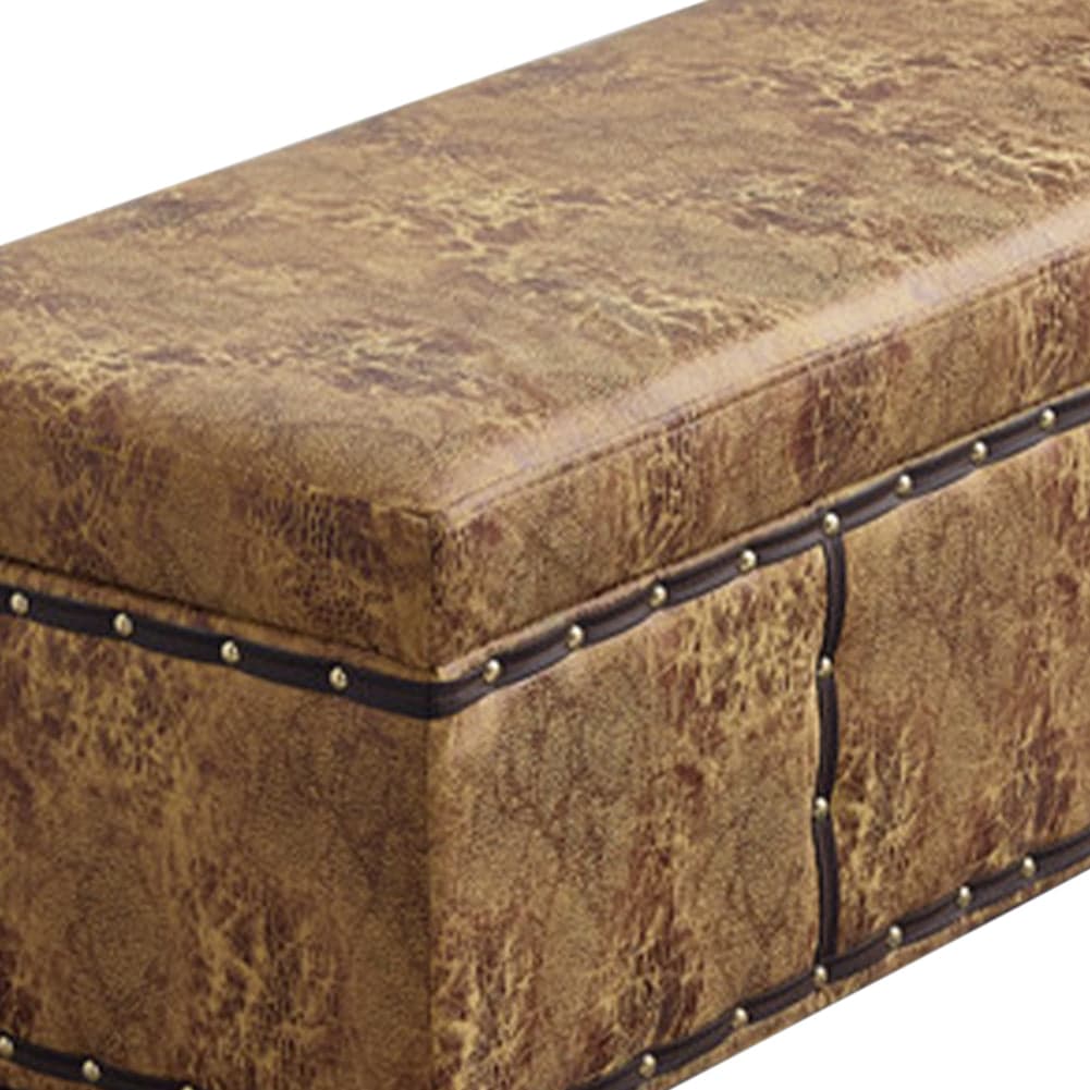 Cassapanca Pouf Contenitore Panca Vintage 80x40 H 43cm con Rivetti Mostarda in Panche contenitore Danyx - Casoria, commercioVirtuoso.it