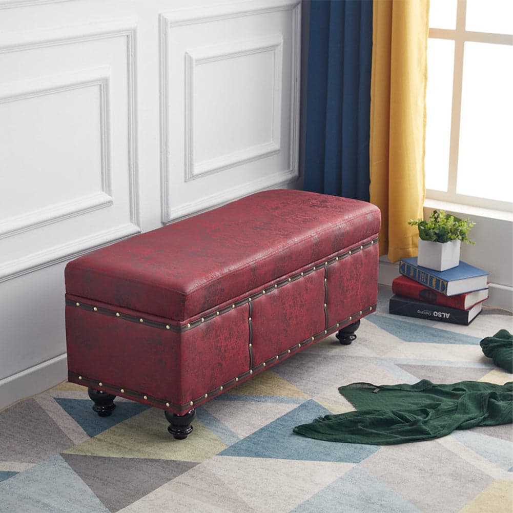 Cassapanca Pouf Contenitore Panca Vintage 80x40 H 43cm con Rivetti Bordò in Panche contenitore Danyx - Casoria, commercioVirtuoso.it