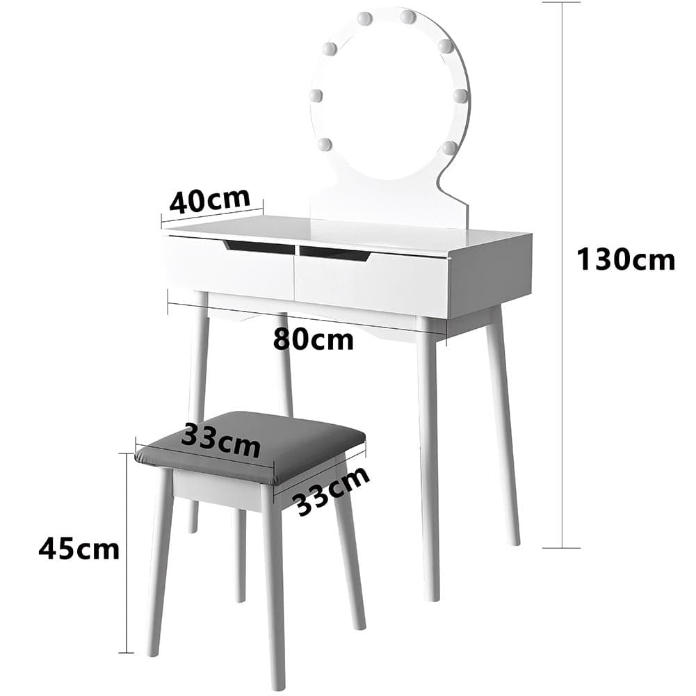 Consolle Trucco Specchio e Sgabello Led Mobile Makeup 2Cassetti 80x40 H 135cm in Toelette Danyx - Casoria, commercioVirtuoso.it