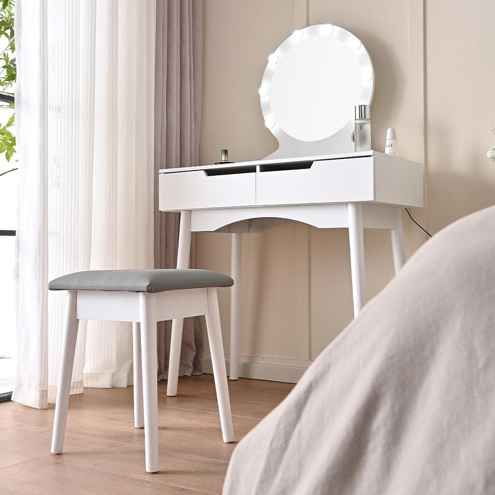 Consolle Trucco Specchio e Sgabello Led Mobile Makeup 2Cassetti 80x40 H 135cm in Toelette Danyx - Casoria, commercioVirtuoso.it