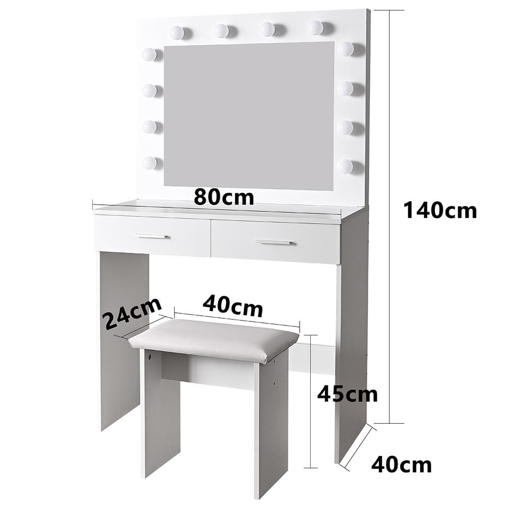 Consolle Trucco Specchio e Sgabello Led Mobile Makeup 2Cassetti 80x40 H 140cm in Toelette Danyx - Casoria, commercioVirtuoso.it