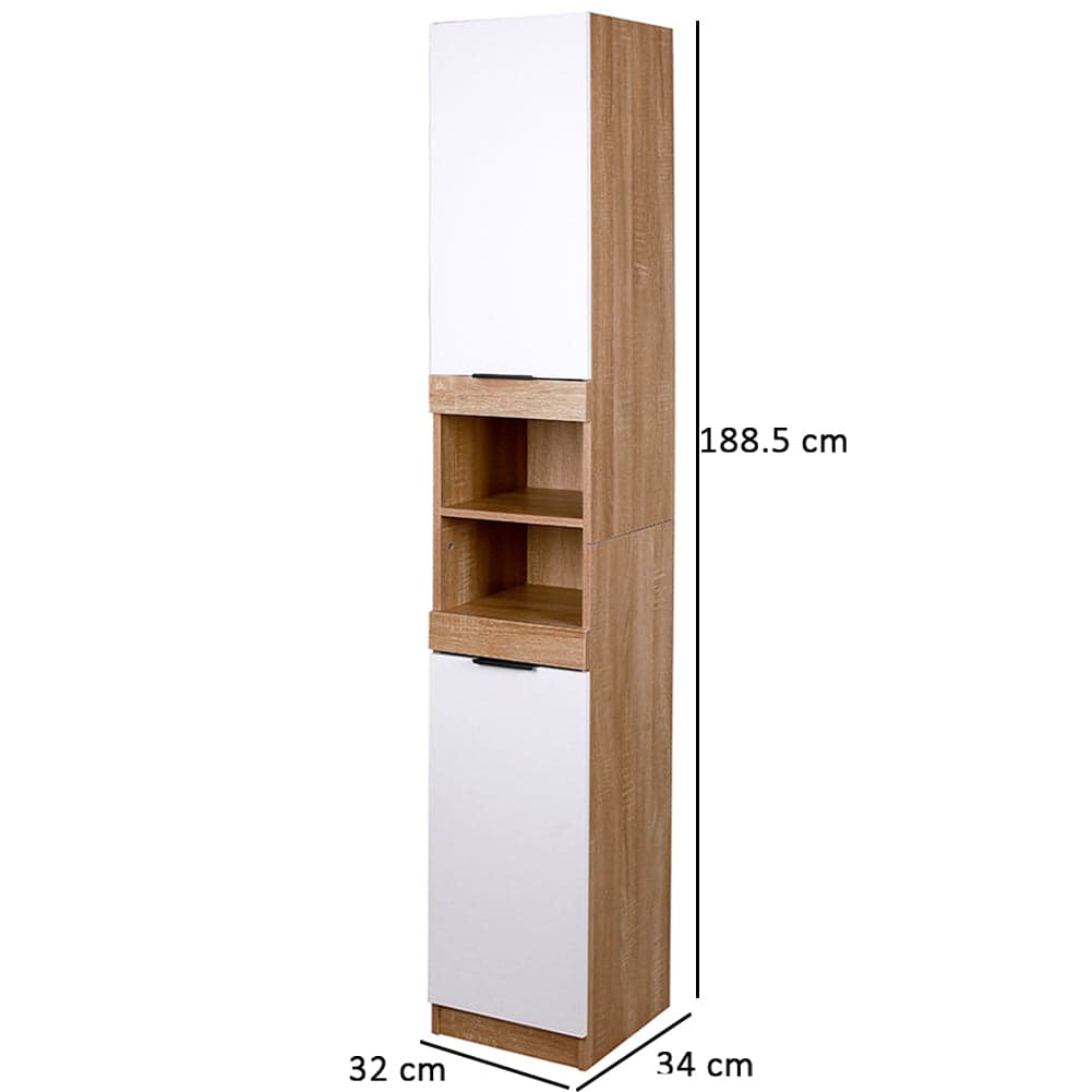 Mobile a Colonna Armadietto Salvaspazio da Bagno 4 Ripiani Interni 2 Ante H188cm in Mobili a terra Danyx - Casoria, commercioVirtuoso.it