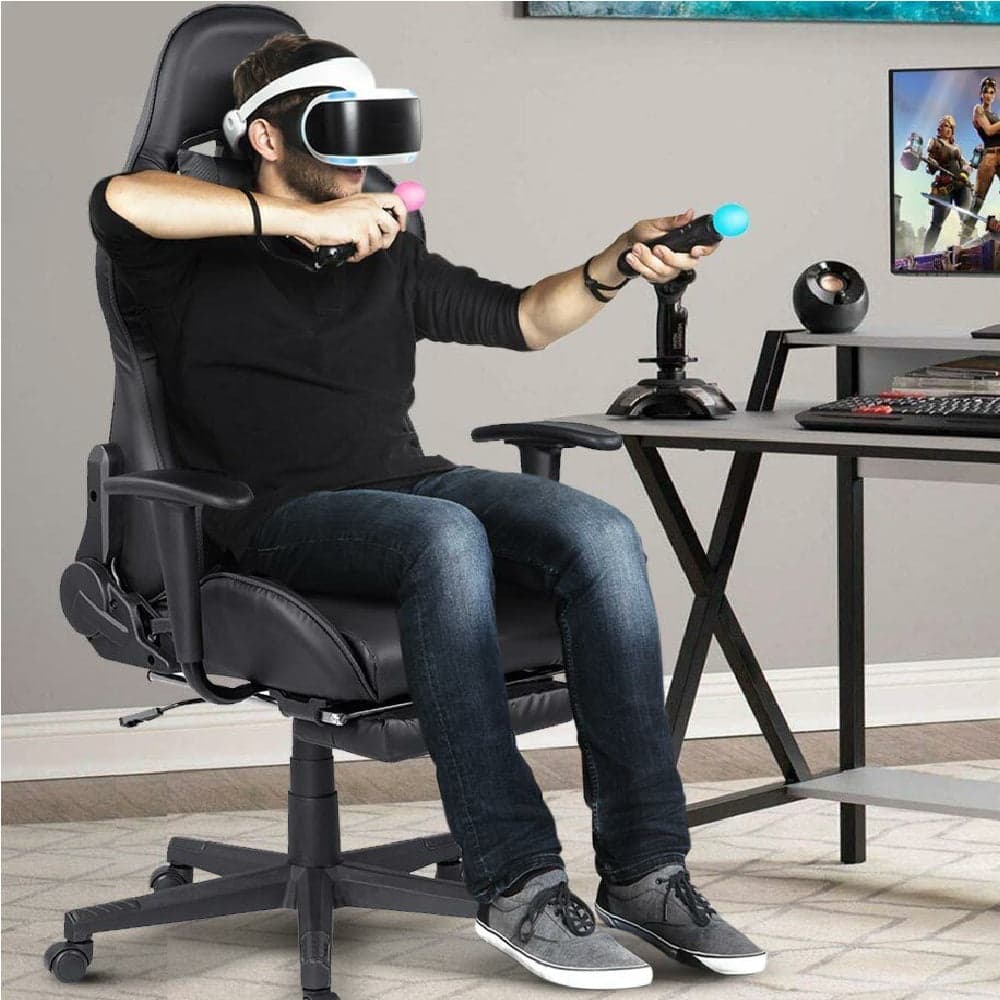Poltrona Sedia Gaming 2 Cuscini Reclinabile 180° con Poggiapiedi Nero in Sedie Gaming Danyx - Casoria, commercioVirtuoso.it