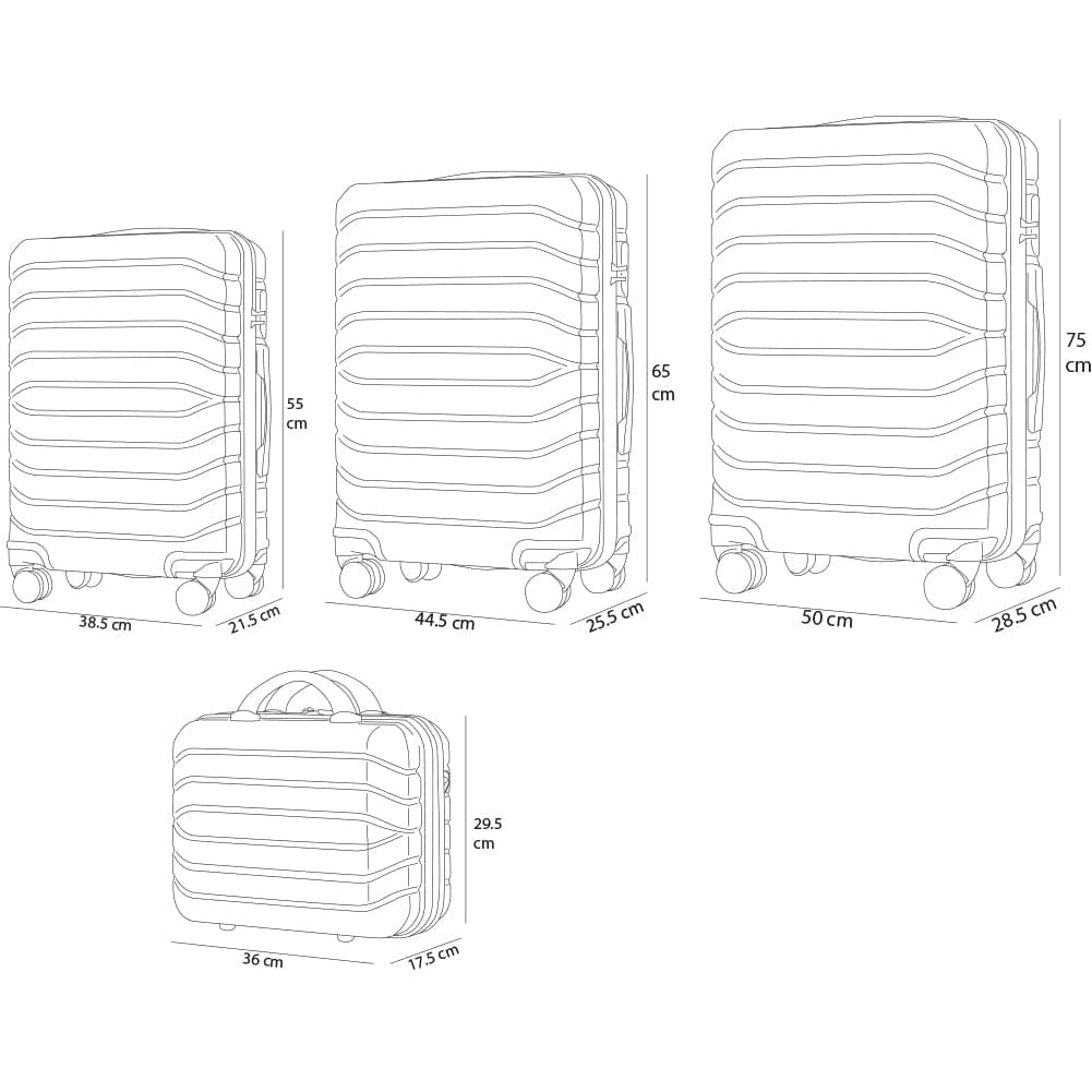 Set 4Valigie Rigide Ruote Easy roll Bagaglio mano Beauty Case Trolley Resistente in Bagaglio a mano Danyx - Casoria, commercioVirtuoso.it