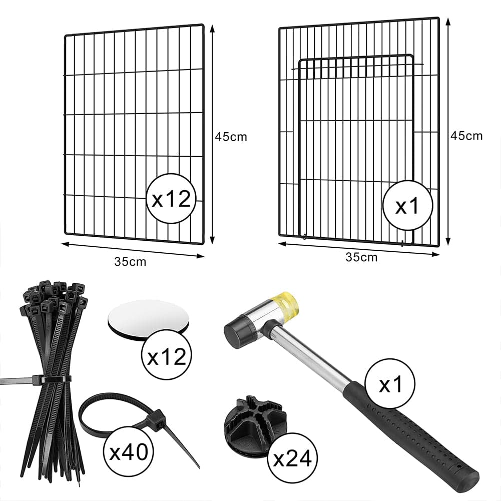 Recinto Cancelletto Animali Piccola Taglia 420cm 12 Moduli da 35xH45cm Nero in Cancelletti per porte e scale Danyx - Casoria, commercioVirtuoso.it