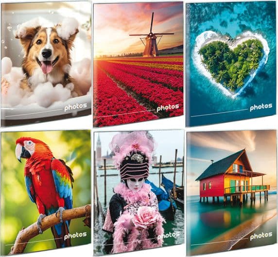 ALBUM FOTO SALDATO 17x21cm fino a 24 FOTO 14,5x20cm assortiti LEBEZ
