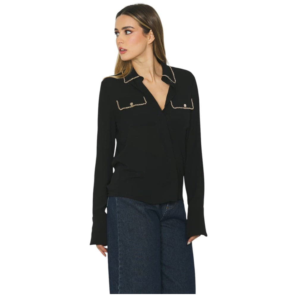 Relish camicia nera con tasche EVA RDA2403009009