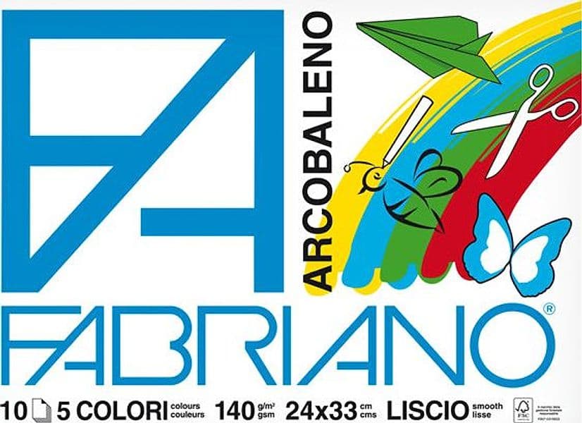 ALBUM ARCOBALENO (24X33CM FG 10 140GR 5 COLORI FABRIANO
