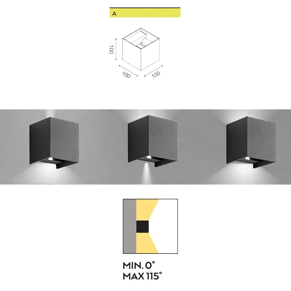 Applique alluminio Gea Led HENK Q GES861C LED IP54 3000°K fascio regolabile lampada parete biemissione moderna cubo esterno in Lampade da parete Lampadari Bartalini - Colle di Val d’Elsa, commercioVirtuoso.it