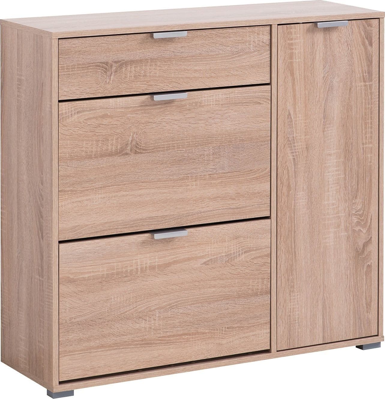 Scarpiera multiuso con 3 cassetti ed 1 anta "Ada" per interno armadio basso h 94,5 cm – Rovere Sonoma – Andrea Bizzotto Spa