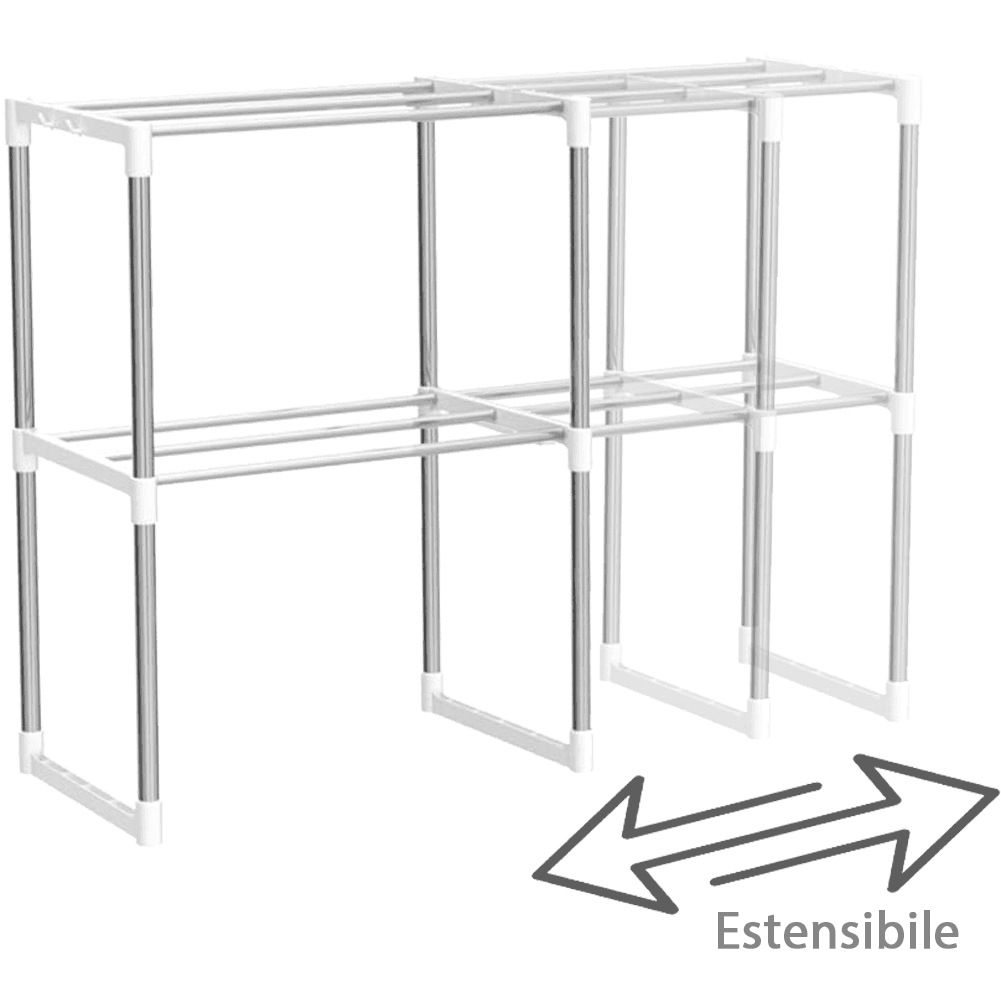 Scaffale per Microonde Allungabile 47-87 cm H 43.5cm Metallo Silver Salvaspazio in Unità di mensole Danyx - Casoria, commercioVirtuoso.it