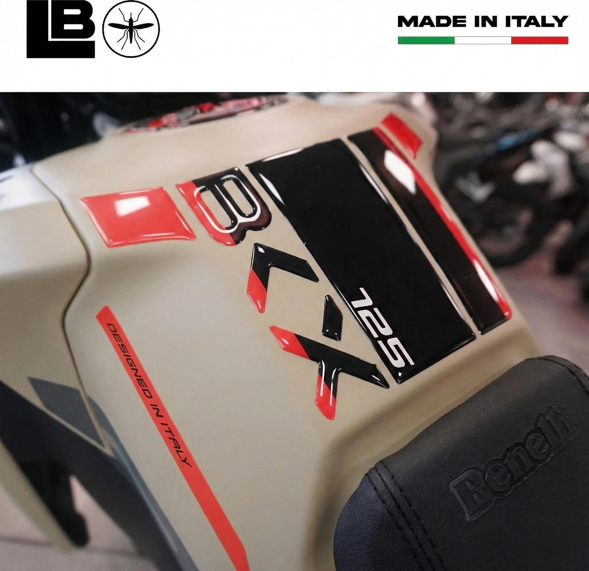 Adesivo resina gel 3D Paraserbatoio moto compatibile con Benelli BKX 125 125s in Decalcomanie adesivi e magneti LabelBike - Bibbiano, commercioVirtuoso.it
