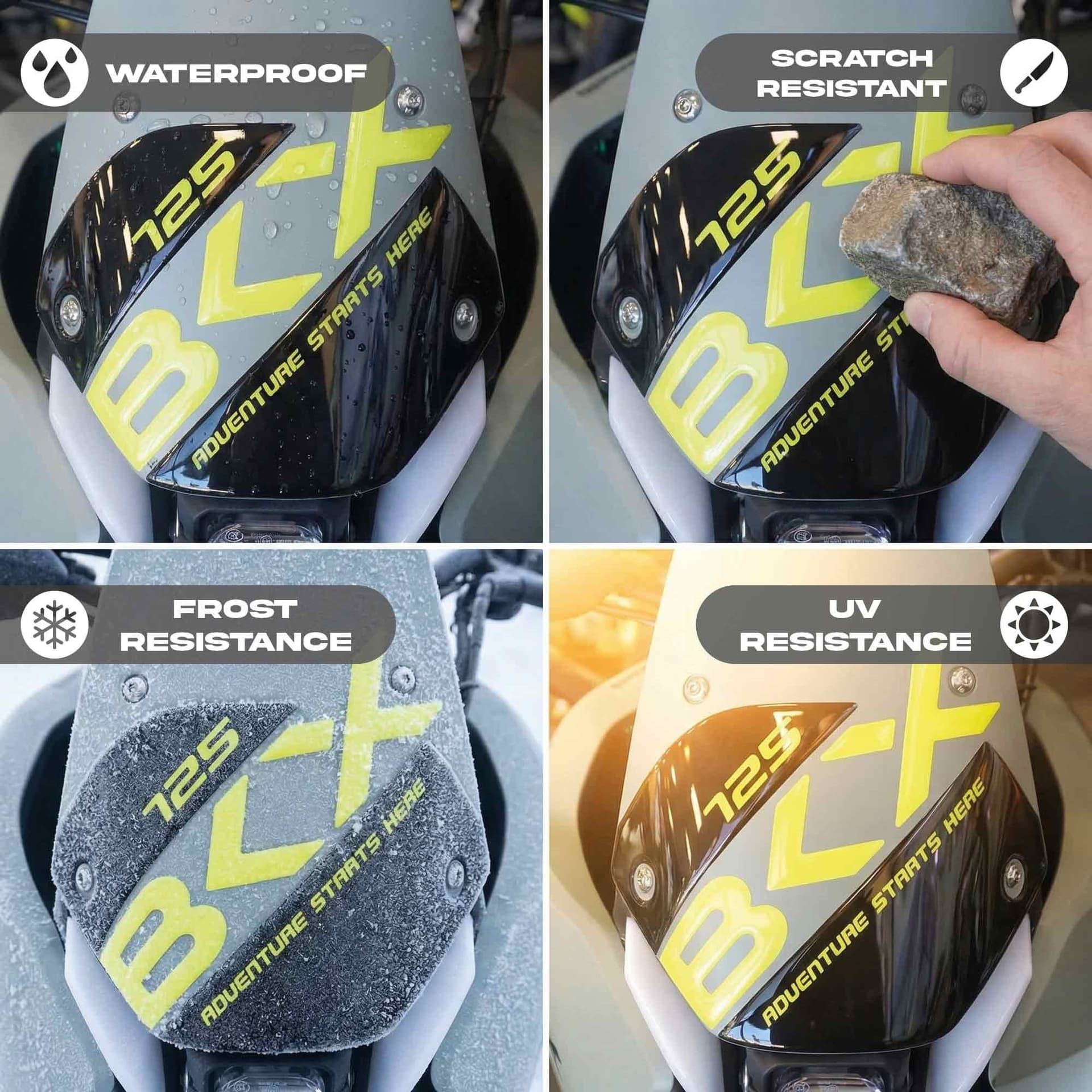Adesivo resina gel 3D Protezione Cupolino moto compatibile con Benelli BKX 125 in Decalcomanie adesivi e magneti LabelBike - Bibbiano, commercioVirtuoso.it