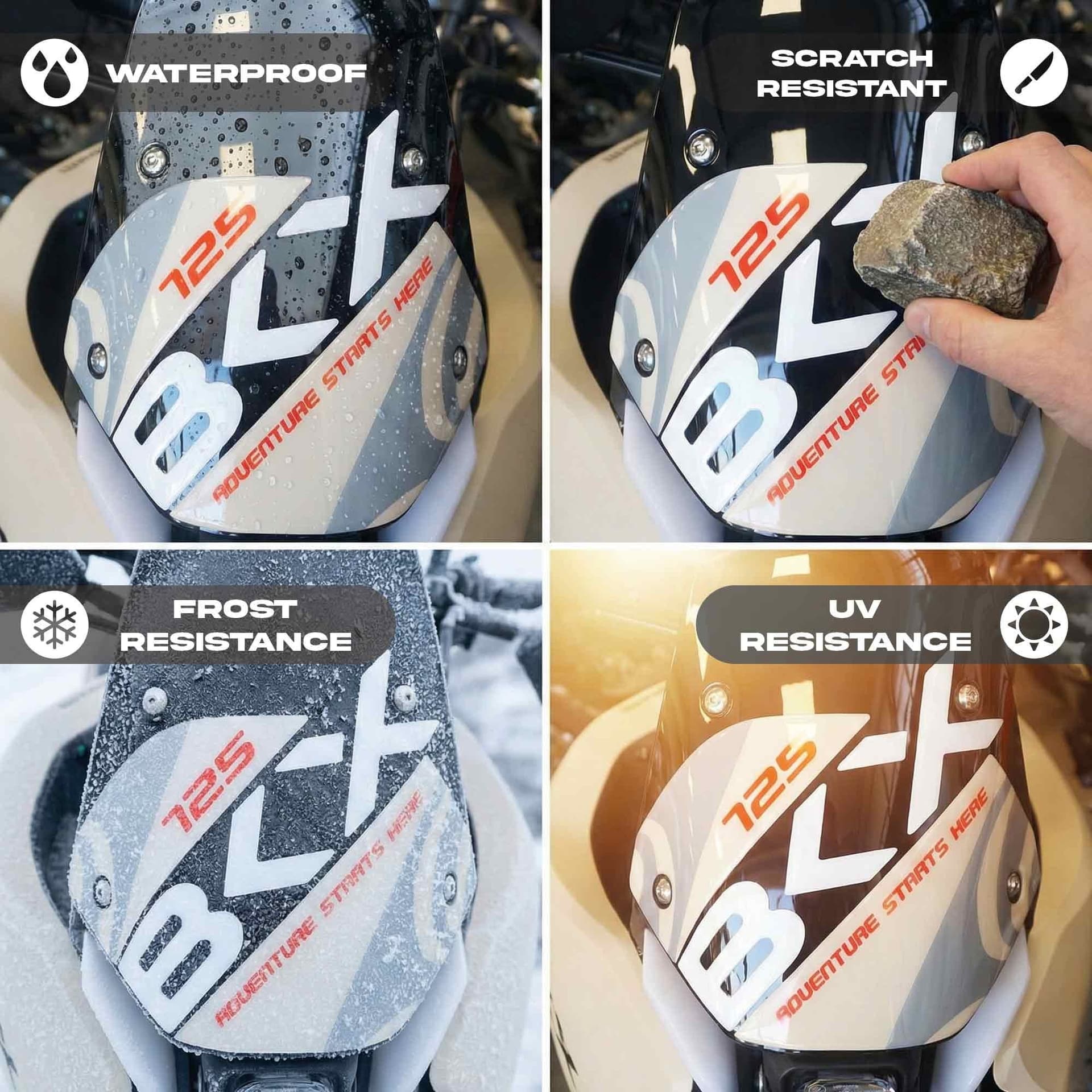 Adesivo resina gel 3D Protezione Cupolino moto compatibile con Benelli BKX 125 in Decalcomanie adesivi e magneti LabelBike - Bibbiano, commercioVirtuoso.it