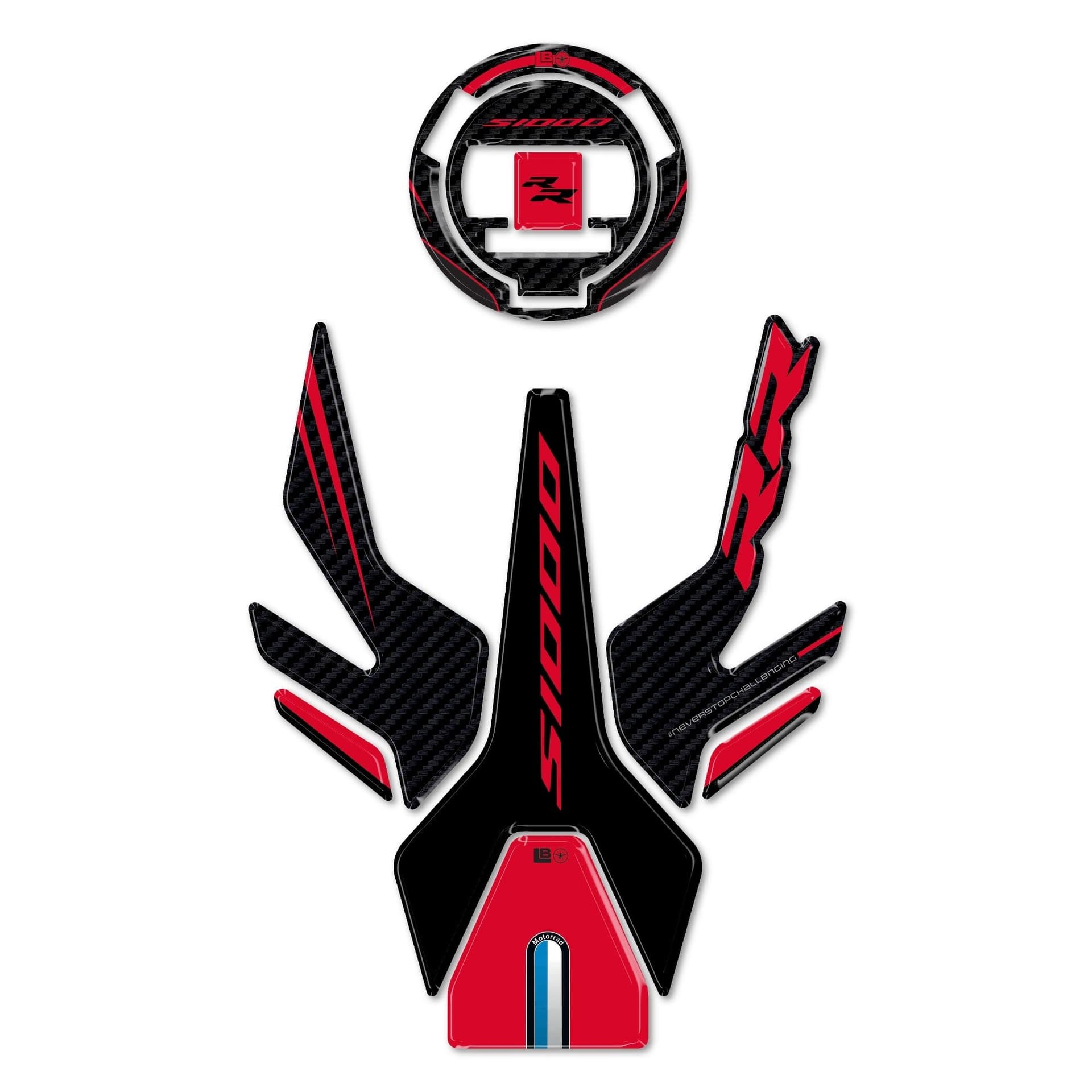 Kit Adesivi 3D Protezione Serbatoio moto compatibile con Bmw S1000RR 2009-2026 in prodotto LabelBike - Bibbiano, commercioVirtuoso.it