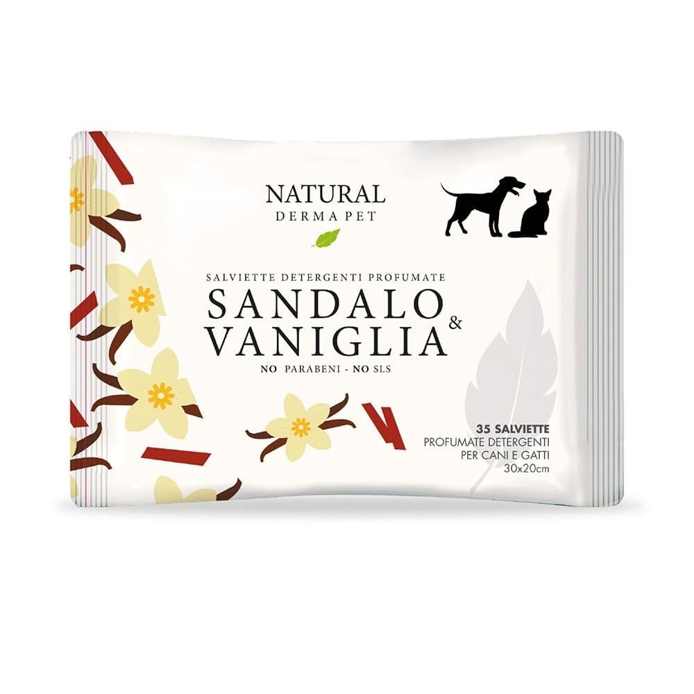 Natural Derma Pet Salviette Detergenti Profumate Sandalo e Vaniglia