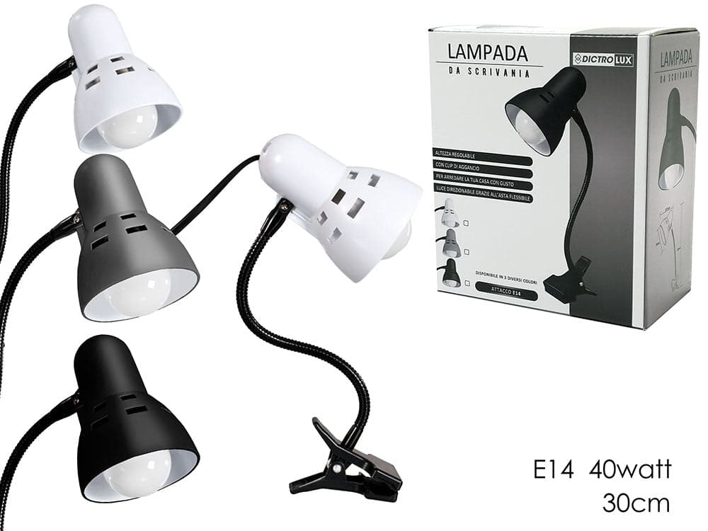 Lampada scrivania con molletta.