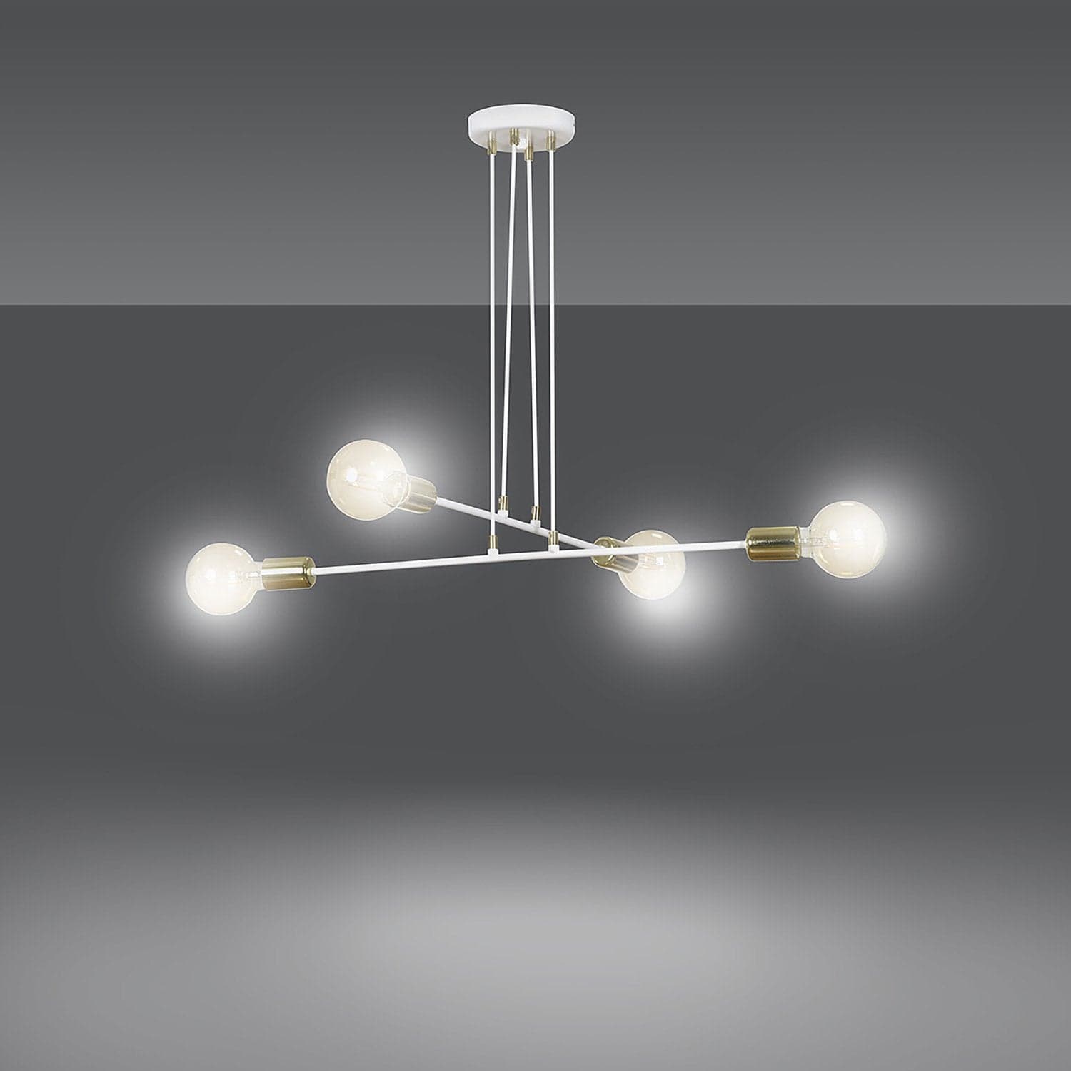 Lampadario Industrial 4 Luci Vesio A Bracci In Acciaio Bianco E Oro in Lampadari LuceArt - Montecorvino Pugliano, commercioVirtuoso.it