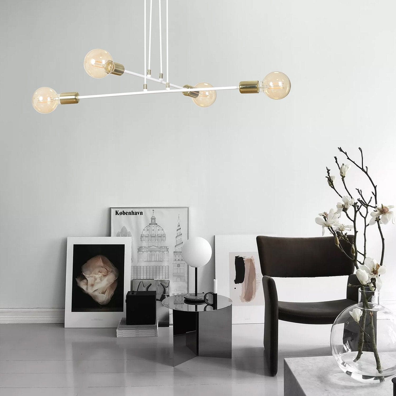 Lampadario Industrial 4 Luci Vesio A Bracci In Acciaio Bianco E Oro in Lampadari LuceArt - Montecorvino Pugliano, commercioVirtuoso.it
