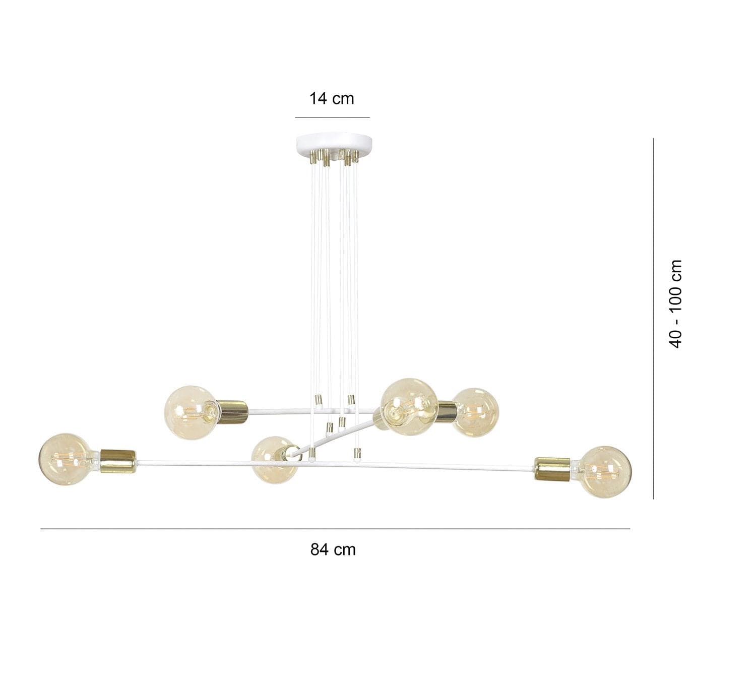 Lampadario Industrial 6 Luci Vesio A Bracci In Acciaio Bianco E Oro in Lampadari LuceArt - Montecorvino Pugliano, commercioVirtuoso.it