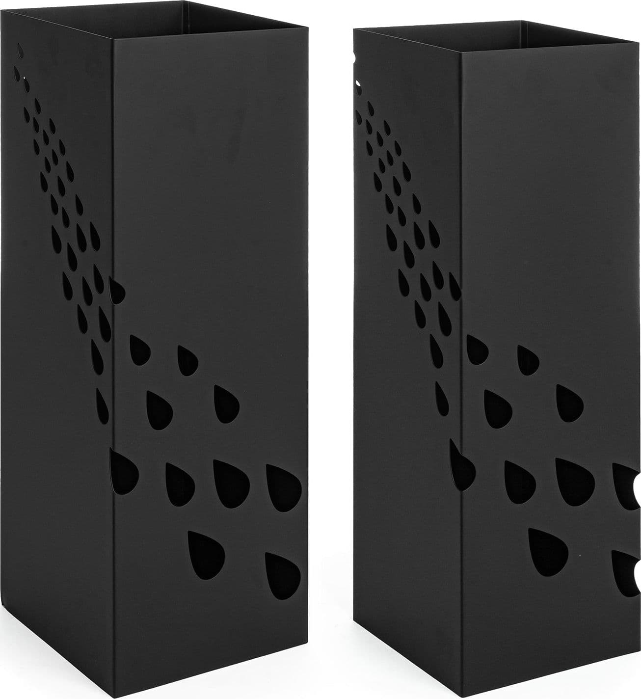 Set di 2 porta ombrelli "Drizzle" quadrato moderno per interno con decorazione – Nero, Goccia – Andrea Bizzotto Spa – armadio