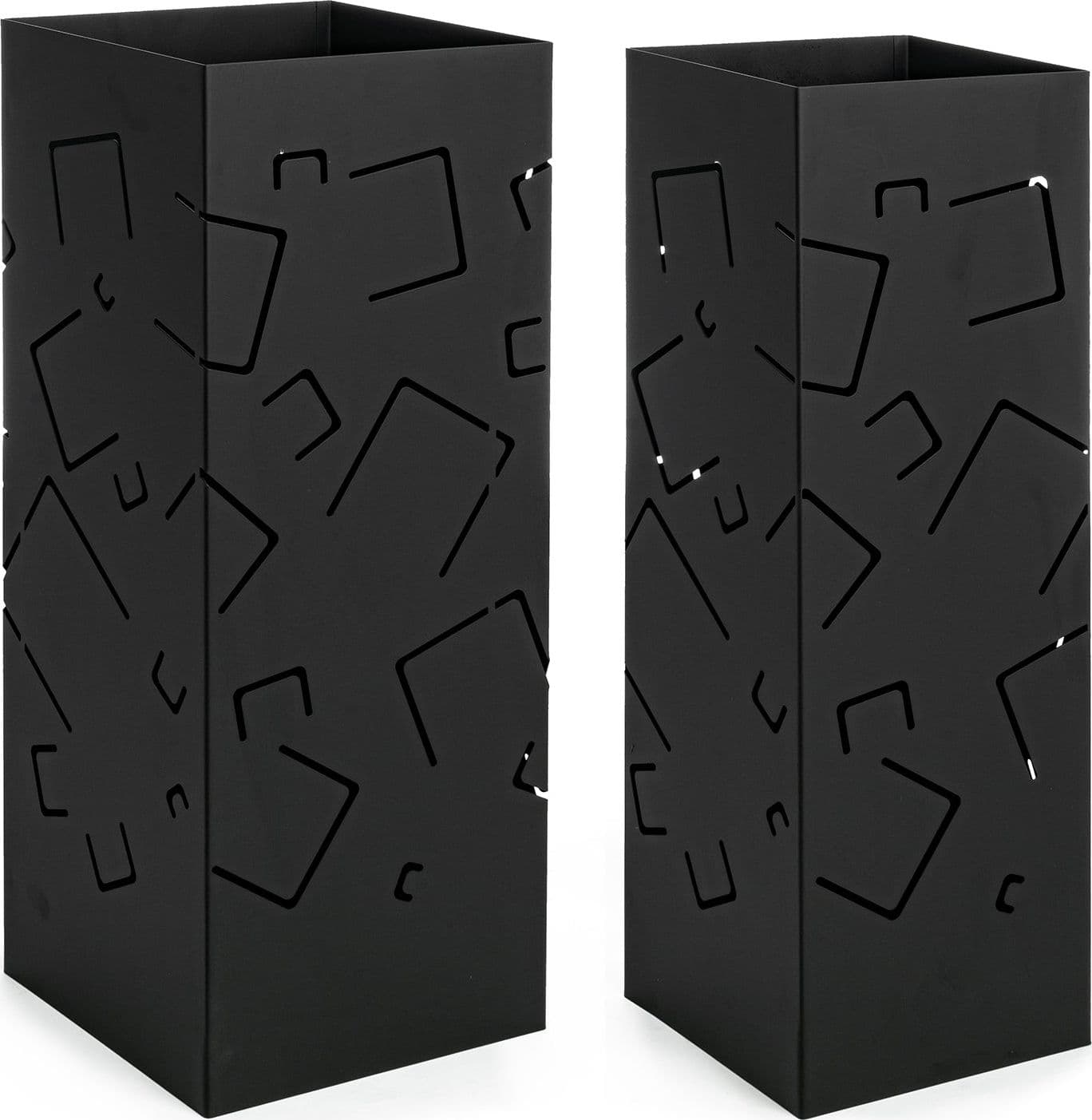 Set di 2 porta ombrelli "Drizzle" quadrato moderno per interno con decorazione – Nero, Geometria – Andrea Bizzotto Spa –