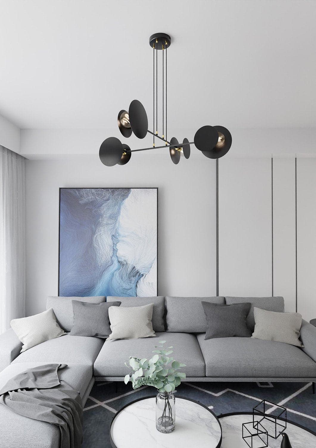Lampadario Moderno 1 Luce Idea In Acciaio Nero Con Bracci in Lampade a sospensione LuceArt - Montecorvino Pugliano, commercioVirtuoso.it